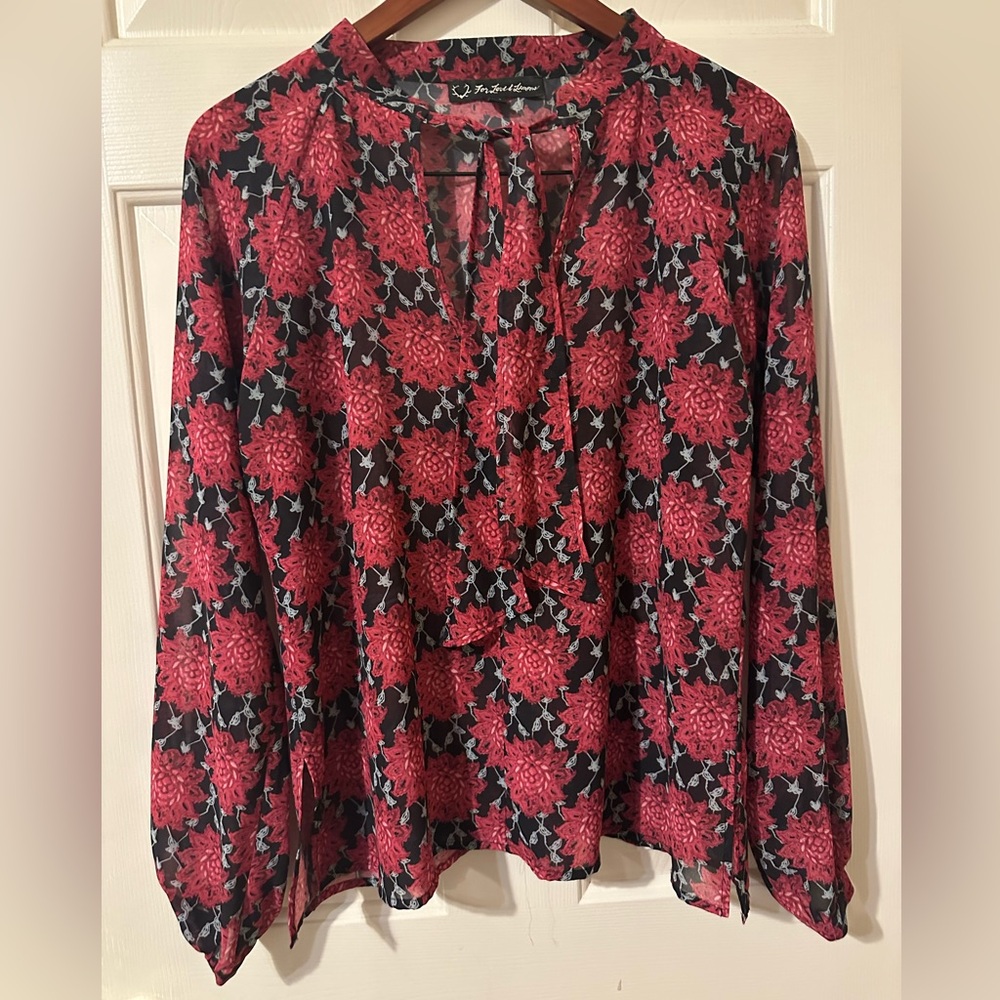For Love & Lemons super rare Red Clover Long-Sleeved Blouse